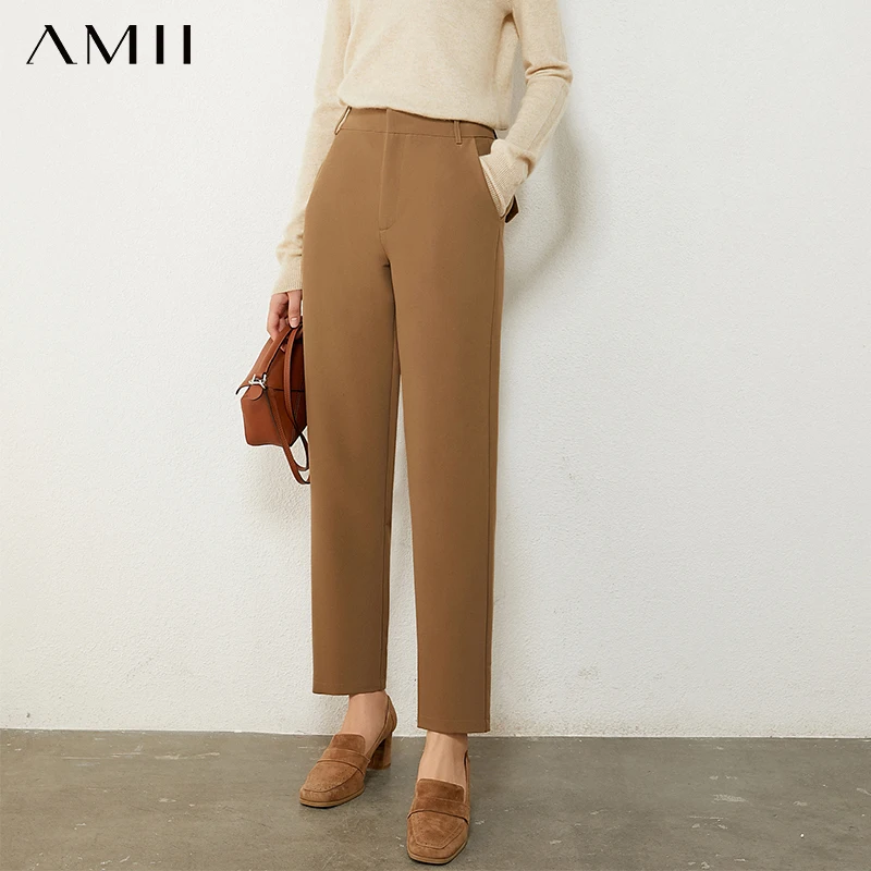 Amii Minimalism Autumn Winter Loose Causal Women's Pants OLstyle High Waist Ankel-length Suit Pants Female Trousers 12040739