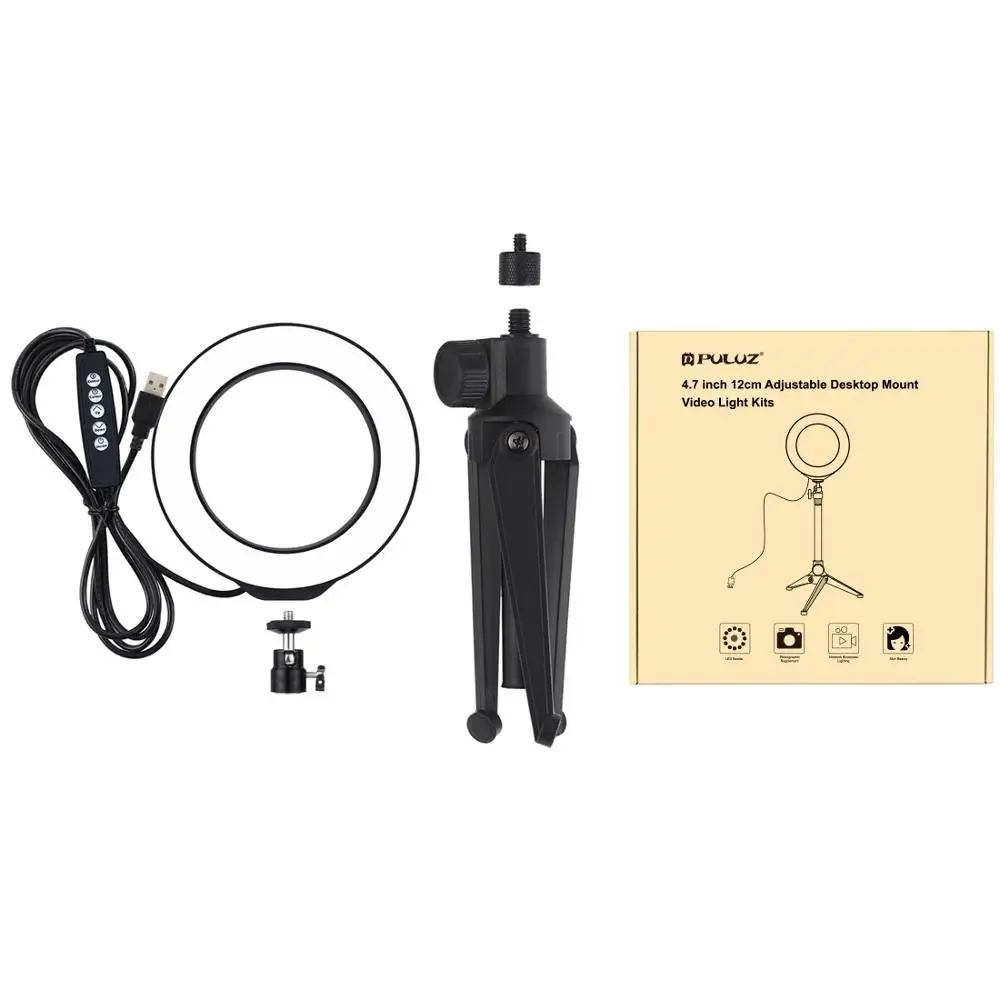 

12cm Marquee Photography Lighting Phone Ringlight Tripod Stand Photo Led Selfie Bluetooth remote Ring Light Lamp TikTok Youtube
