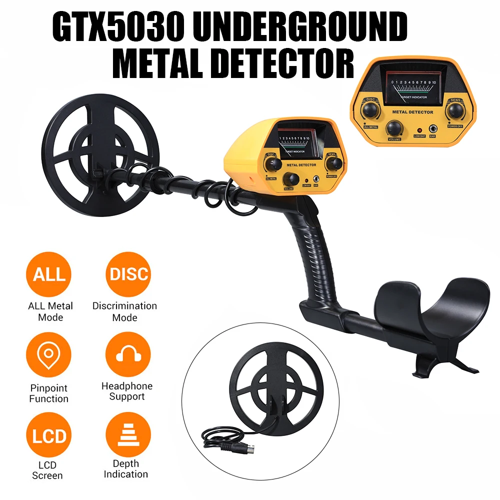 

GTX5030 Underground Metal Detector Adjustable Stem 7 Inch Waterproof Coil All Metal & Disc Modes Treasure Metal Finder