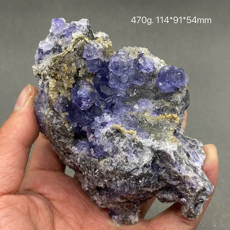 Clúster de fluorita púrpura azul 100% Natural, especímenes minerales, nivel de gema, piedras y cristales