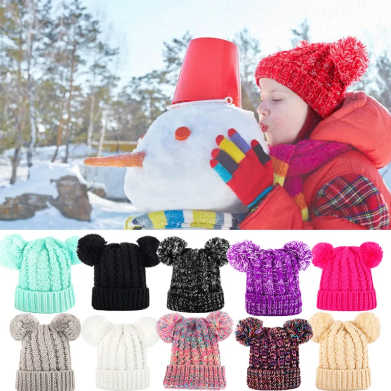 Новая зимняя шапка для мальчиков и девочек вязаные шапки бини из толстой ткани
