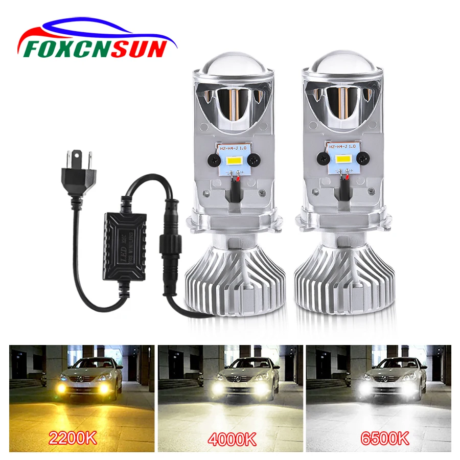 Автомобильный светильник h4 светодиодный мини проектор Объектив 2200K 4000K 6500K 12000LM