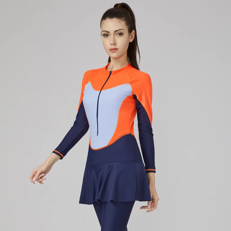 

Muslim long-sleeved trousers one-piece skirt swimsuit women's surfing diving suit plus size swimwear sunscreen jellyfish suit