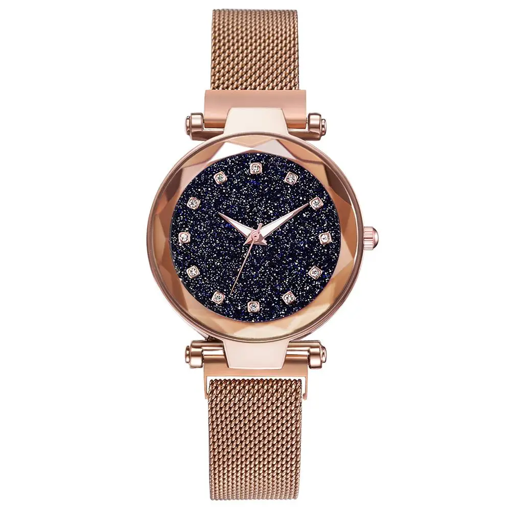 

Luxury Rhinestone Women Magnet Buckle Watches Minimalism Starry sky Fashion Casual Female Rose Gold Wristwatch Relogio Feminino