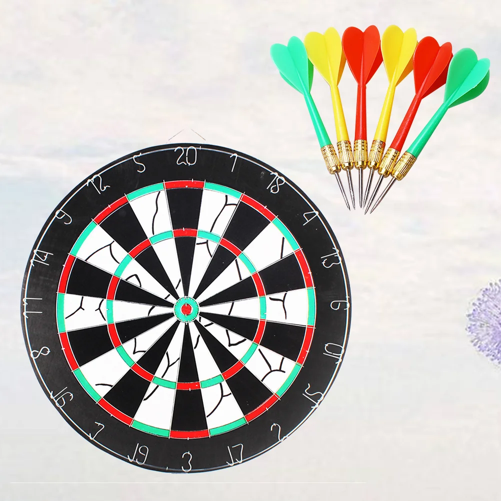 

17 inch Flocking Dart Board with 6pcs Darts Leisure Game Dartboard Set Board Games Kids Adults Gift for Office Home Outdoor