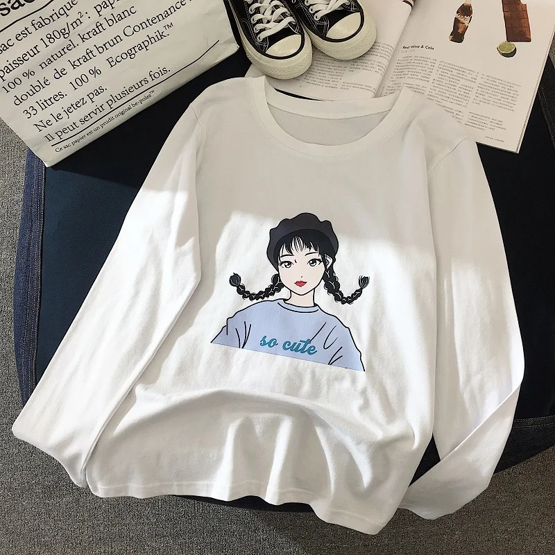 Футболки женские с простым принтом в Корейском стиле высококачественная одежда