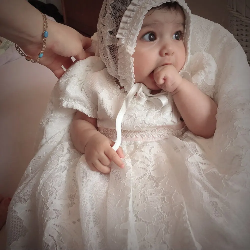 

European and American Extended Baptismal Extra Christening Gown Baby Party Dress Baby Girl Dress Vestidos Para Navidad De Bebes