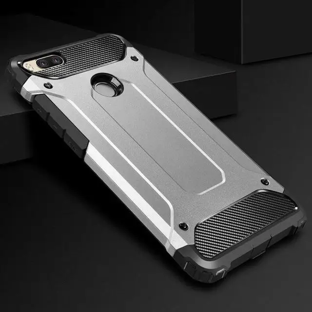 Прочный гибридный жесткий противоударный защитный чехол для телефона Xiaomi Mi6 Max3 Mi5X/Max 2/Redmi 6 5A/Note 4X 5A прочный ударопрочный чехол - Цвет: Серебристый