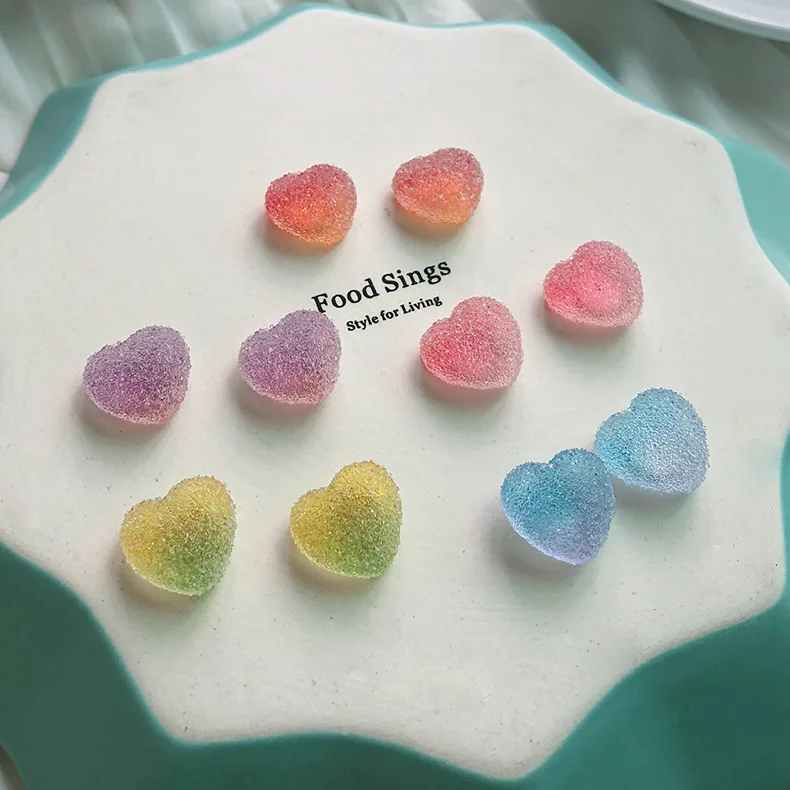 2019 новый градиент очаровательный карамельный цвет сердце серьги гвоздики для