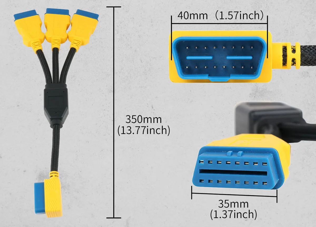 Autool obd2 kabel 150cm 1m 1 zu 3 konverter adapter obdii verlängerung kabel verstärktes kabel kabel zum starten easydiag golo elm327 – Detail 6