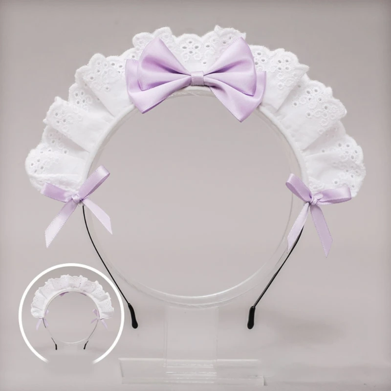 

Japanese Lolita Hair Accessories Ruffled Lace Sweet Bowknot Gothic French Maid Headband Anime Victorian Cosplay Costume