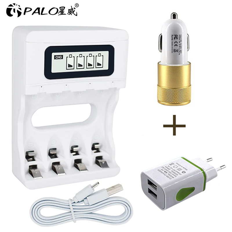 Зарядное устройство PALO USB для аккумуляторов AA AAA 3A 1 2 V Ni MH Cd умное зарядное с ЖК