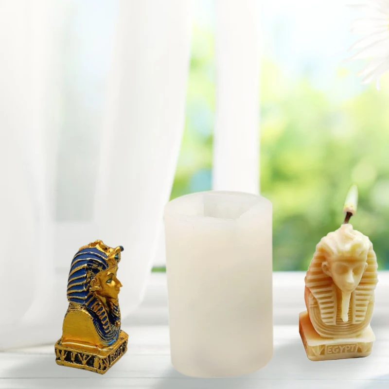 

Egyptian Figurine Silicone Candle Mold Resin Crafts DIY Plaster Statue Mold Cookie Pastry Pies Cake Pudding Making Tools