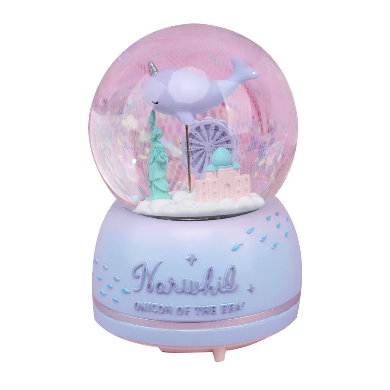 Каучуковая Миниатюрная модель прелестных нарвалов хрустальный шар фигурки