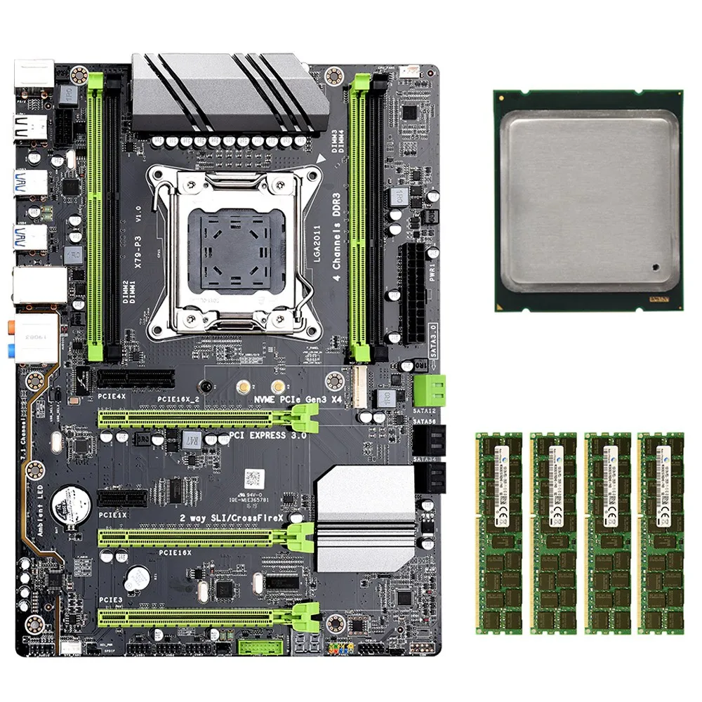 PPYY-X79-P3 LGA 2011 ATX Gaming Motherboard DDR3 RAM Memory NVME M.2 SSD Support for Intel Xeon Core CPU(with E5-2670 CPU) | Компьютеры и