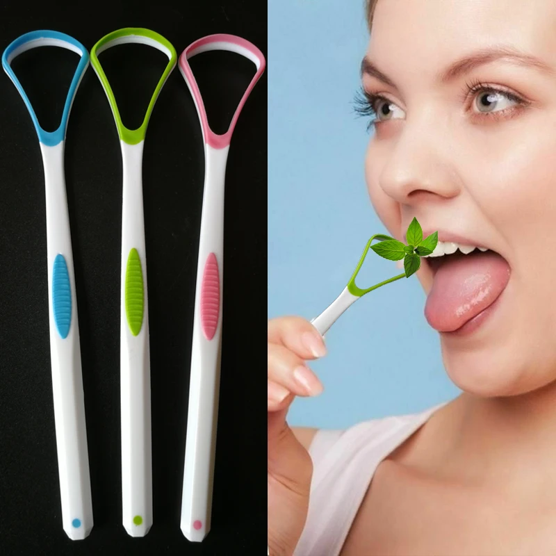 1PC Tongue Scraper Reusable Portable Plastic Oral Tongue Cleaner Brush Hygiene Tool Remove Bad Breath