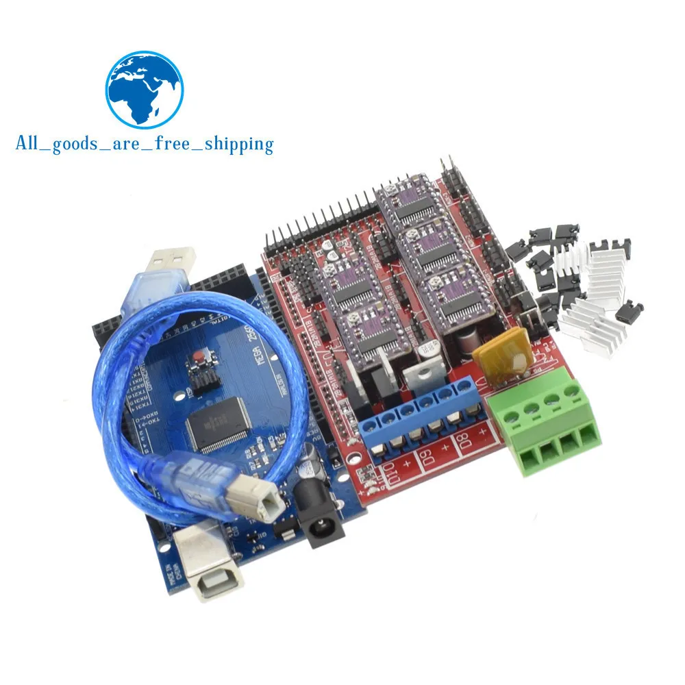TZT 3d принтер Mega 2560 R3+ RAMPS 1,4 панель управления+ 5 шт. DRV8825 шаговый двигатель привод Перевозчик Reprap для arduino