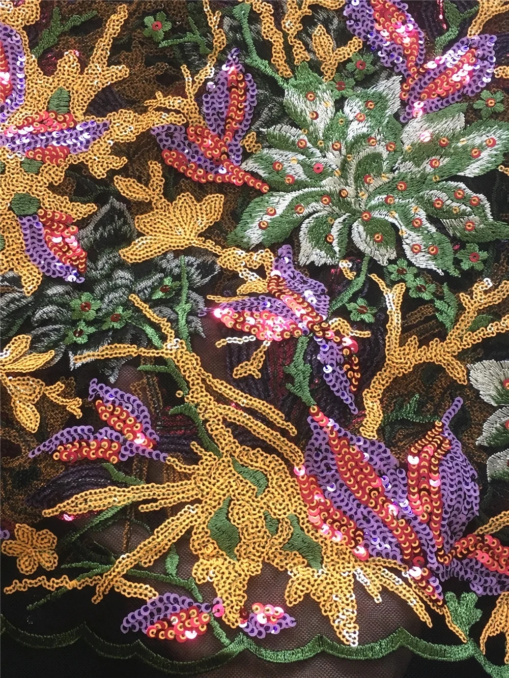 Французская кружевная ткань с блестками Anna Высококачественная вышитая