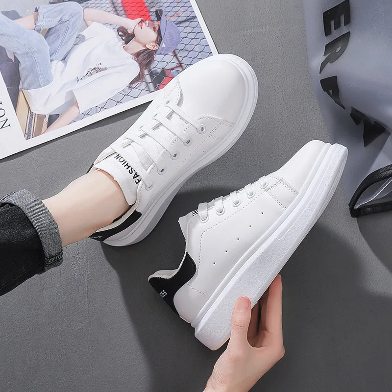 

Женские кроссовки на платформе, Осенние, белые, повседневные, большого размера