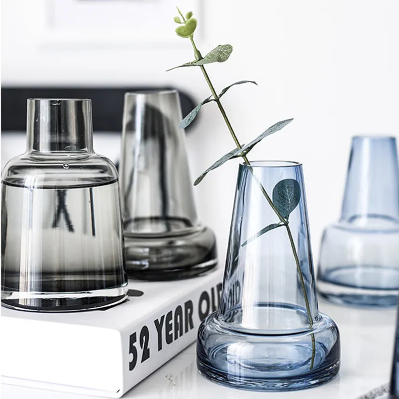 CuteLife Nordic Black Transparent Flower Glass Vase Table Hydroponics Modern Plant Terrarium Design Home Decoration | Дом и сад