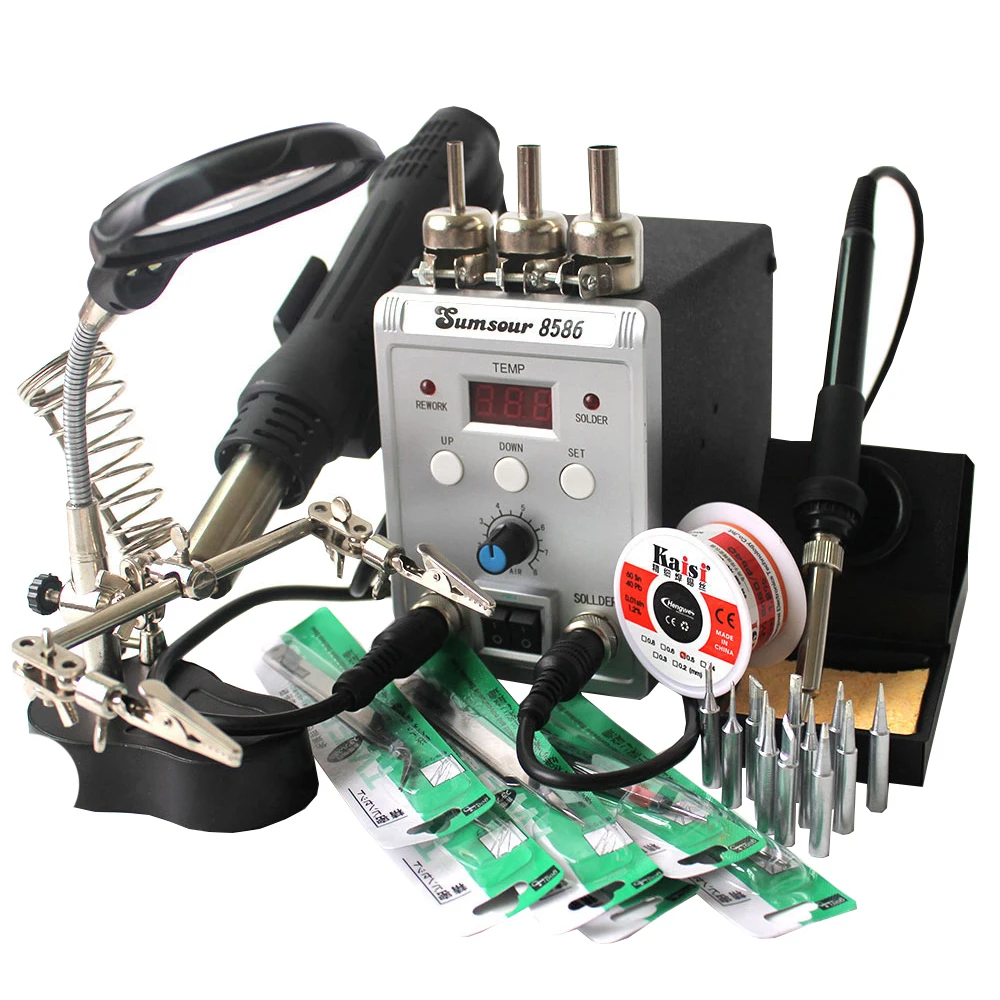 

8586 Electric Hot Air Soldering Station 700W Rework Hot Air Gun For Welding Repair