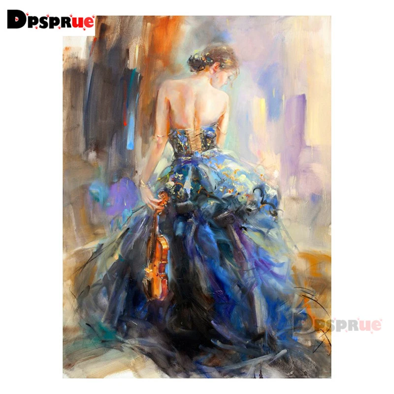 

Dpsprue Full Square/Round Diamond Painting Cross Stitch Long skirt girl 3D Embroidery DIY 5D Moasic Home Decor Gift AU02