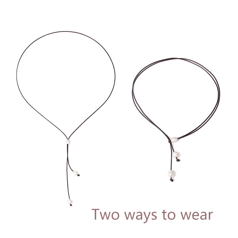 Натуральный жемчуг кожа веревка шнур ожерелья для ношения двумя способами