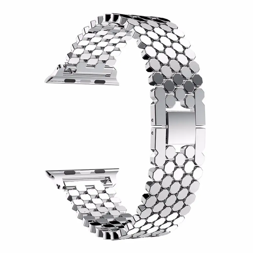 Silver Shellhard браслет из нержавеющей стали ремешок для Apple Watch 3 2 1 38 мм/42 мм браслет для наручных часов аксессуары для iwatch - Цвет ремешка: Silver