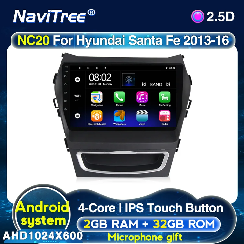 Автомагнитола 2G + 32G Android 10 0 GPS для Hyundai Santa Fe 3 IX45 2013 2014 2015 2016 2017 радио плеер с рулевым