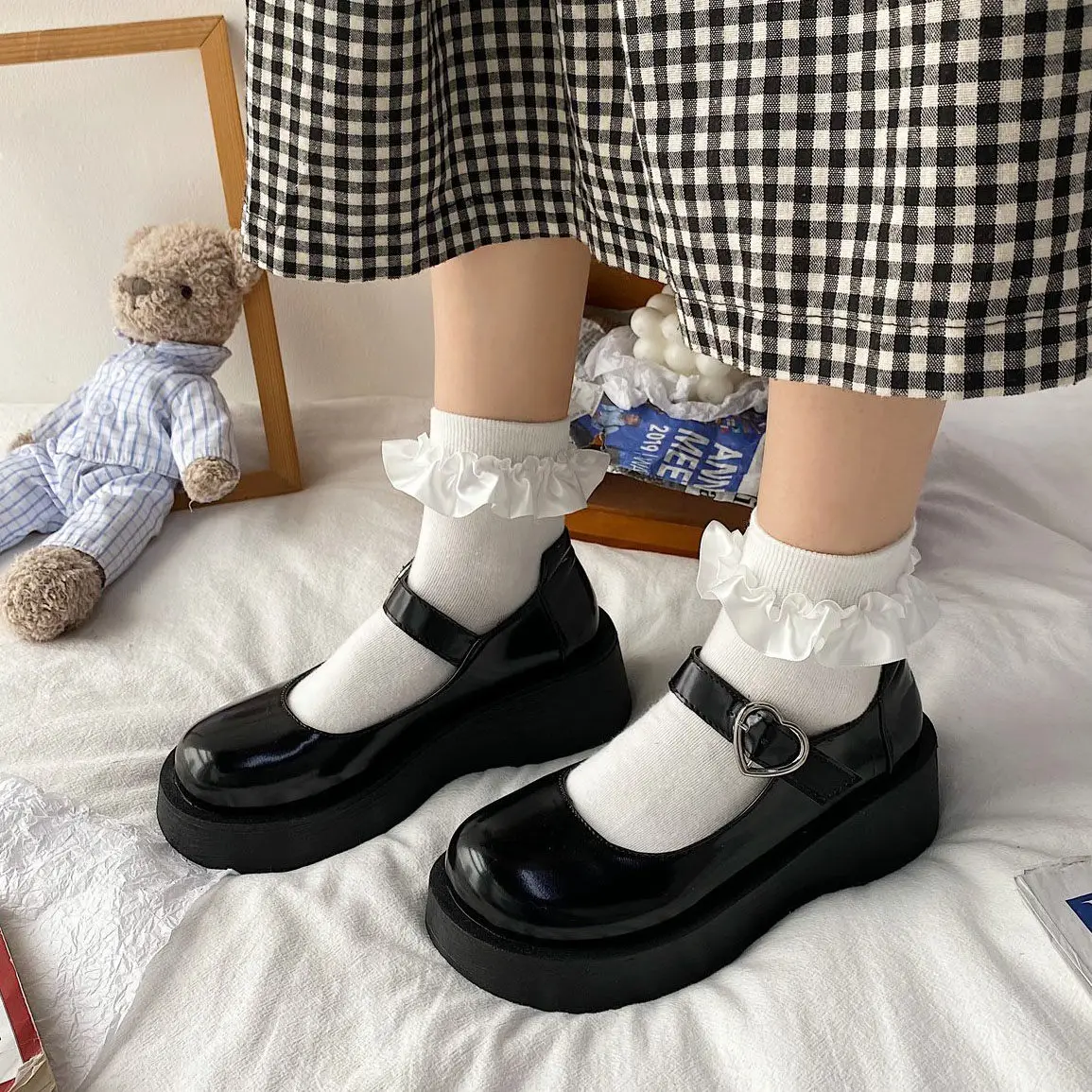 

Mary Jane Shoes Female Pu Retro French Lolita Shoes Jk Shoes Loli Lo Shoe 2021 Spring New Round Head Japanese Goth Chunky Heel