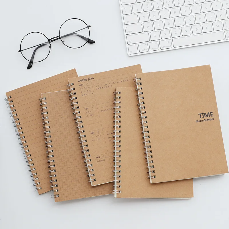 

TIME Daily Weekly To Do Planner Spiral Kraft Notebook Office School Stationery Journal Grid Lined Binder Manual Schedule Notepad