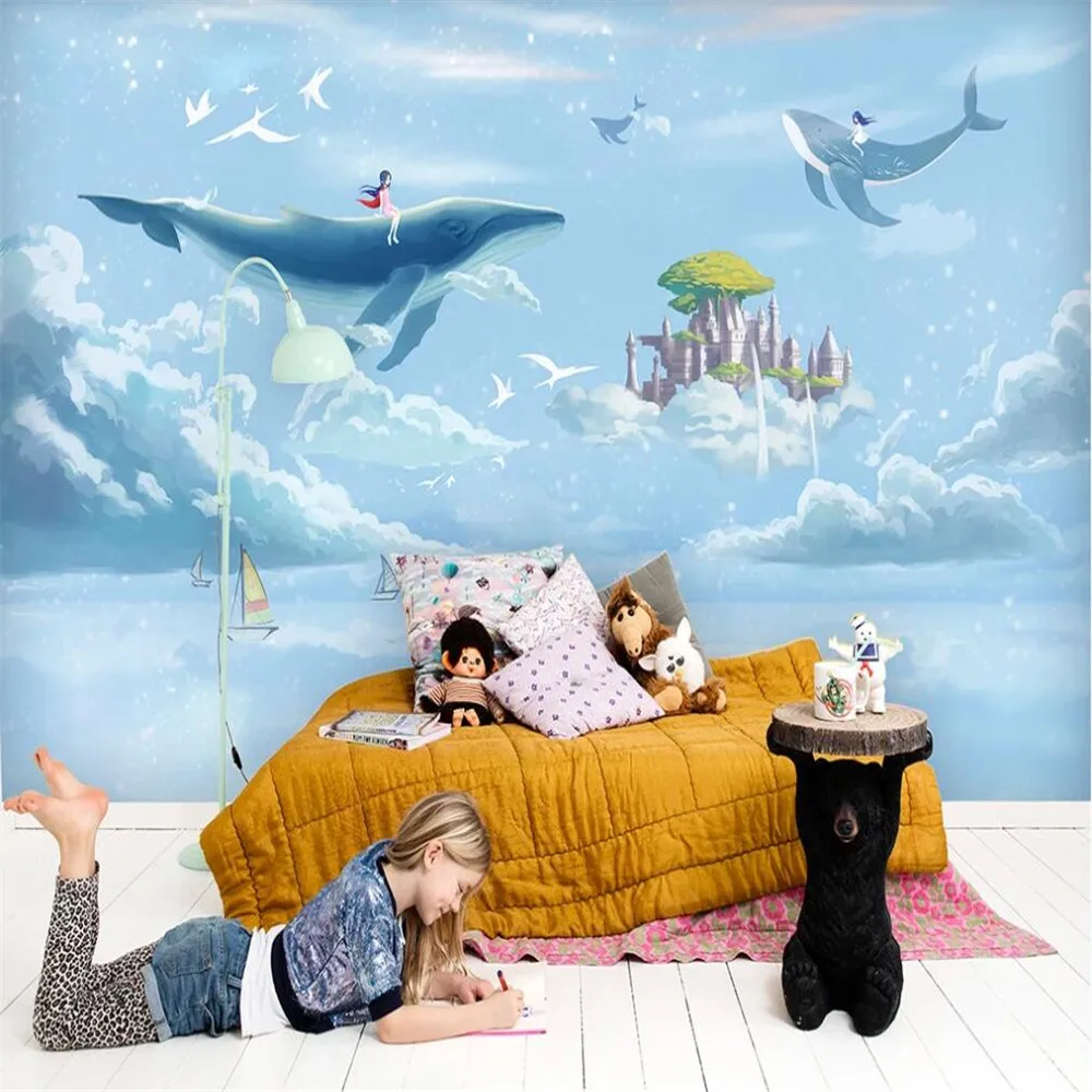 3D-обои Milofi на заказ роспись вручную акварель небо Кит фон для детской комнаты