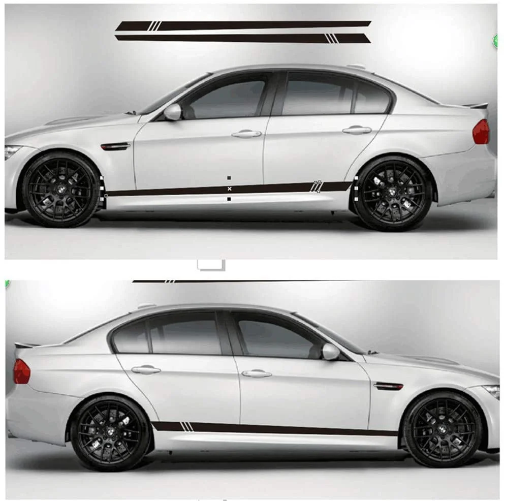 

For x2 2Pcs/lot Car Waist Side Skirt Stickers Decal Auto Vinyl Wrap for Mercedes-Benz AMG A C Class W177 W205 W203 W204