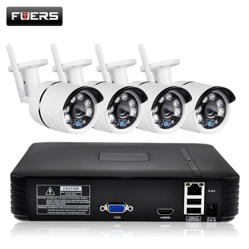 FUERS 8Ch система камер видеонаблюдения CCTV camera System Kit IR CUT наружная IP камера WIFI NVR