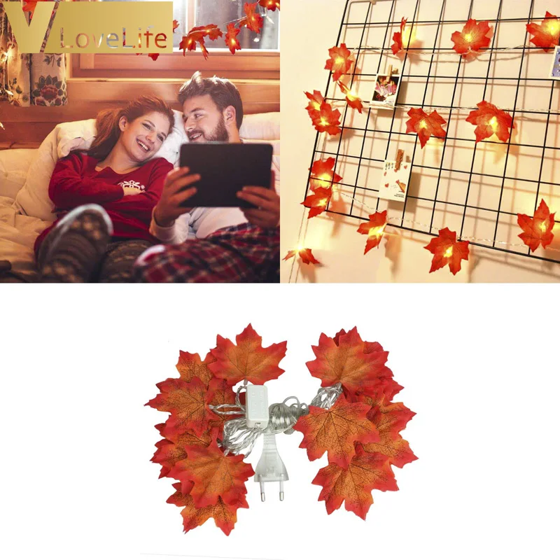 1 5 м 3 6 светодиодный осенний светильник с кленовыми листьями сказочный