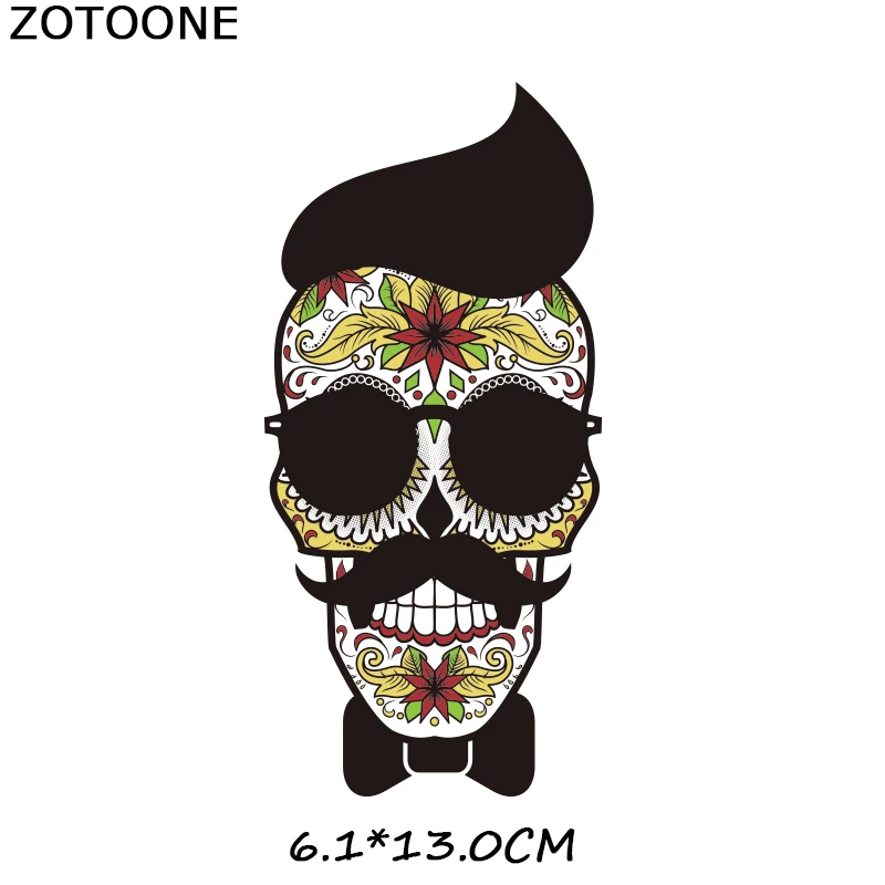 ZOTOONE Череп Панк Железный На Переводные патчи Аппликации для одежды футболки плавкие патчи термо-Стикеры для одежды Аппликации на одежду - Цвет: 582