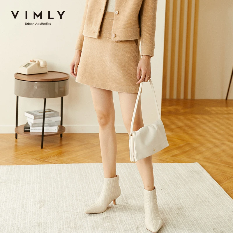 Зимняя женская юбка Vimly элегантные однотонные винтажные юбки с высокой талией и