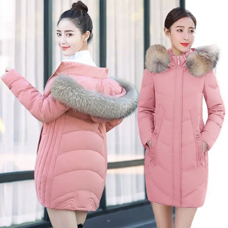 

Женский пуховик с капюшоном SHZQ, S-образной формы и большим меховым воротником, Теплый Бархатный приталенный пуховик большого размера J, весн...