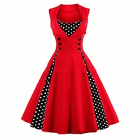 women robe retro vintage dress 50s 60s rockabilly dot swing pin up summer party dresses elegant tunic vestidos casual