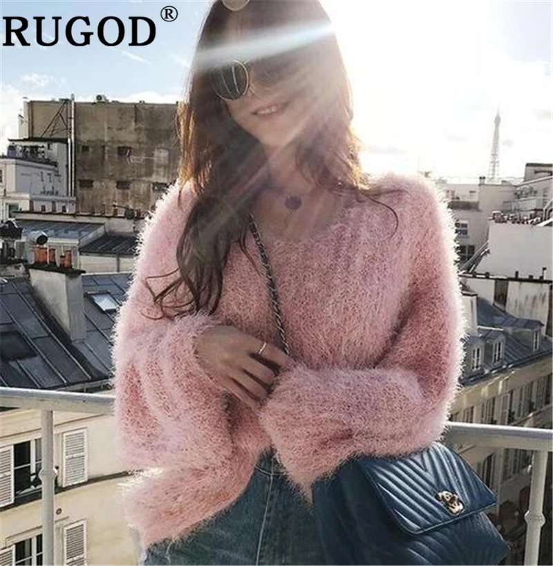Женский вязаный свитер RUGOD элегантный однотонный кашемировый с кисточками и
