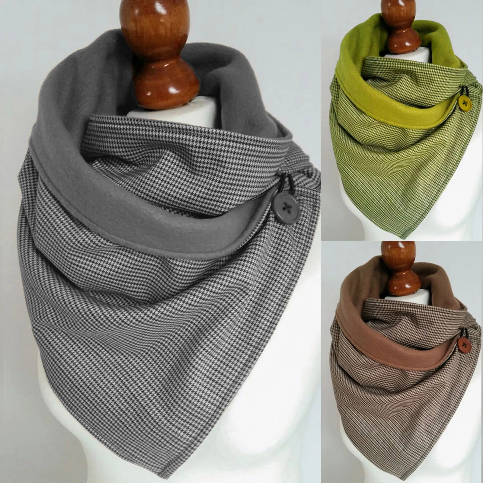 Женские шарфы зимние теплые обертывания элегантные однотонные в горошек на