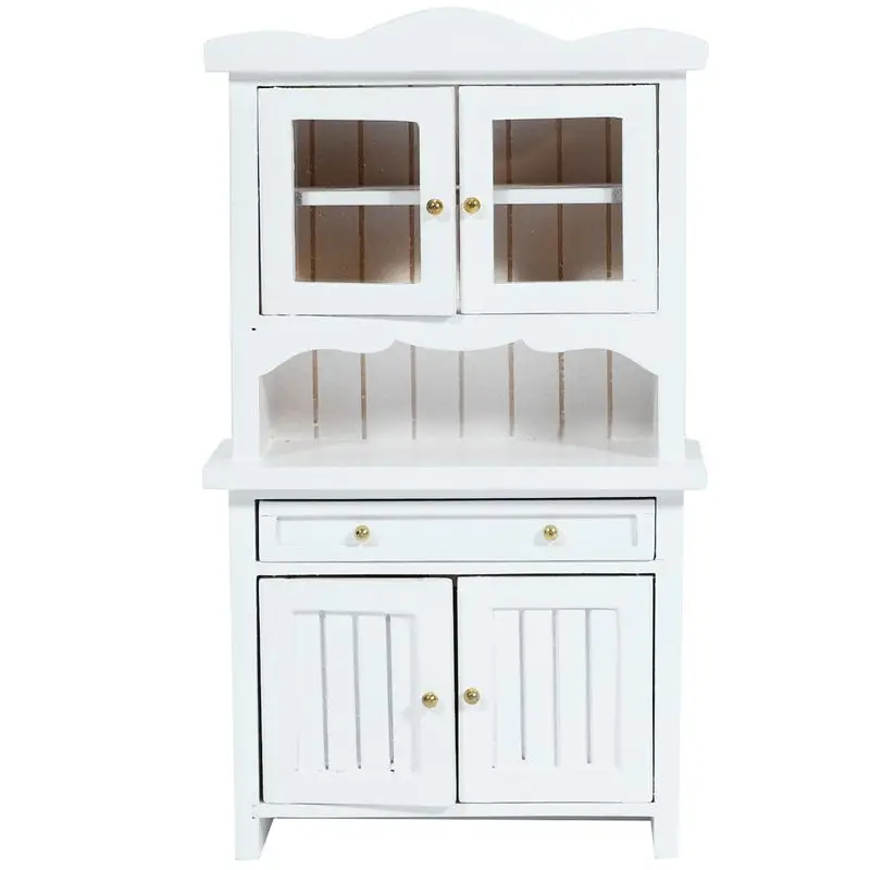 

Mini Cabinet Model Cupboard Shelf White Cabinet Kitchen Dining Display Display Doll House Kitchen Dollhouse Accessory