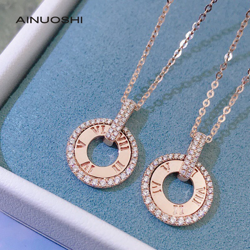 AINUOSHI винтажное ожерелье с подвеской в виде римских цифр из 18-каратного золота 0 17