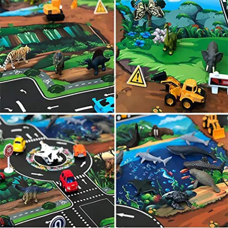 Динозавр транзитная дорога дети ребенок для ползания и игр Коврик Chidren игра пол коврик мир транспорт карта шаблон дизайн