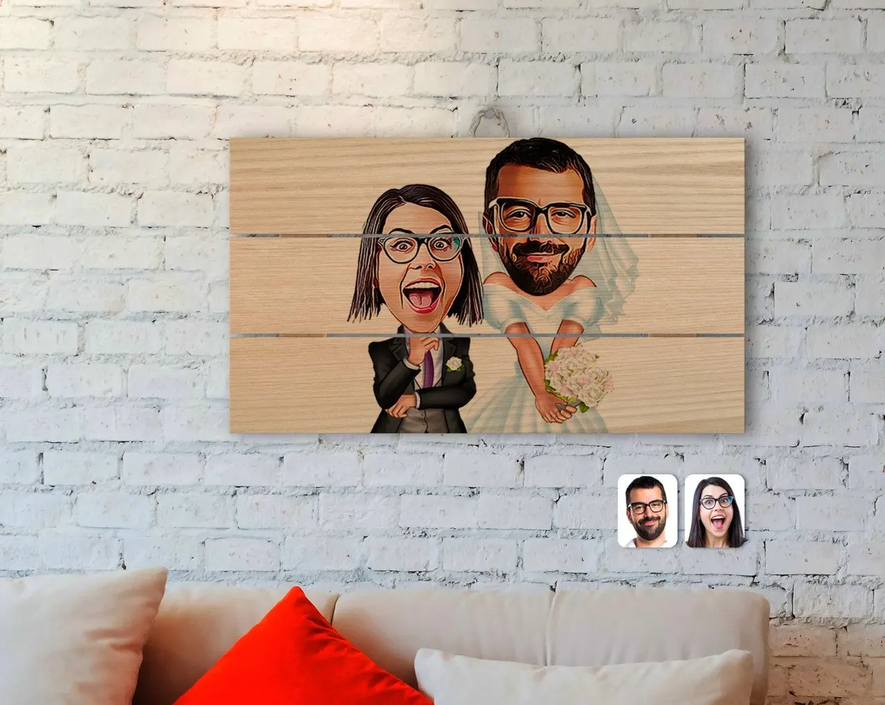 

Personalized Valentine Caricature Of Authentic Wooden Pallet Tablo-16
