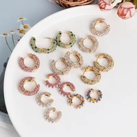 wholesale jujia luxury simulated pearl crystal small earrings for women bohemian glass ear cuff brincos fashion cz jewelry