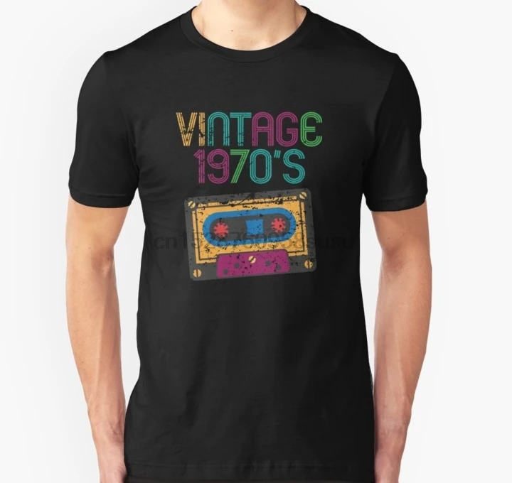 Мужская футболка с коротким рукавом в винтажном стиле 1970 забавная Кассетная