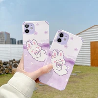 cute cartoon purple flower rabbit anti fall phone case for oppo a9 a5 2020 reno 5 pro 4se 2 z a3s f9 f11 a52 a92s a55 r17 a31