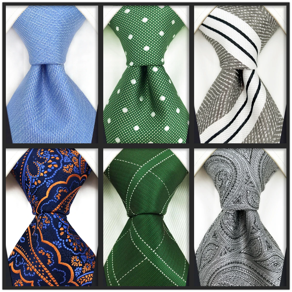 Синий Модный Шелковый Галстук для классического очень длинного зеленого серого