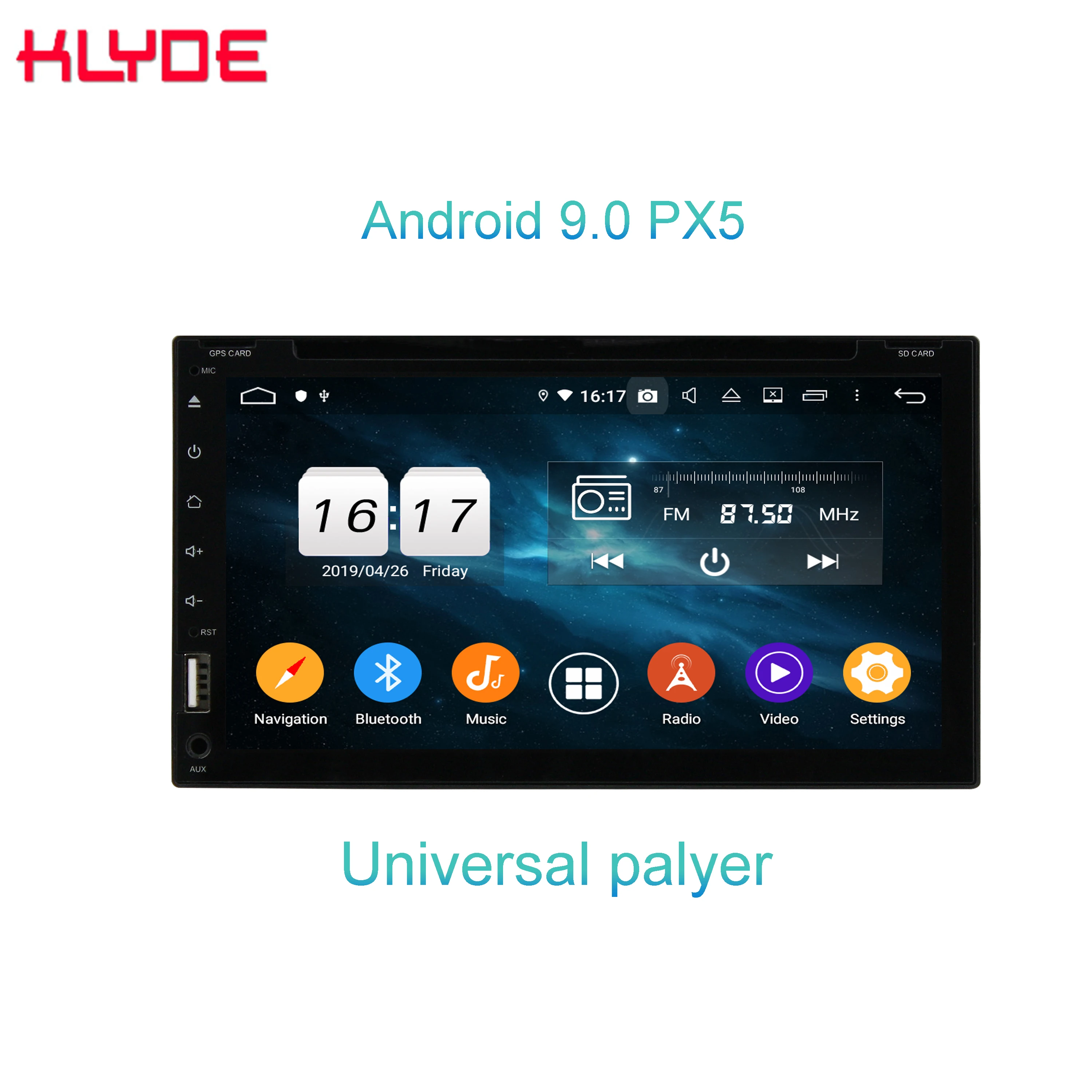 Klyde KD-9608 Система android 10 0 универсальная модель автомобиля bluetooth 2din Автомобильная